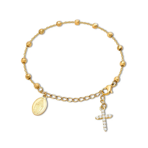 pulseira católica de nossa senhora das graças dourada feminina