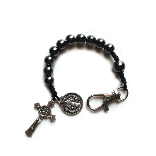 terço preto, terço para carro, Terço de São Bento, terço de hematita, terço chaveiro