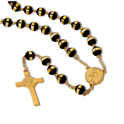 terço preto, terço dourado, colar terço, terço nossa senhora das graças