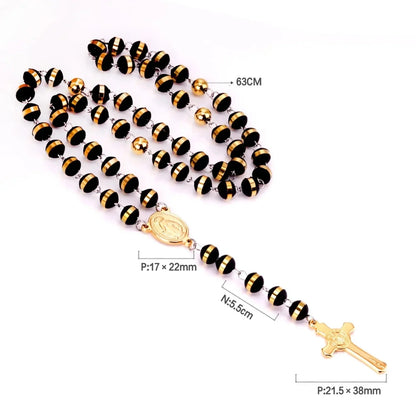 terço preto, terço dourado, colar terço, terço nossa senhora das graças