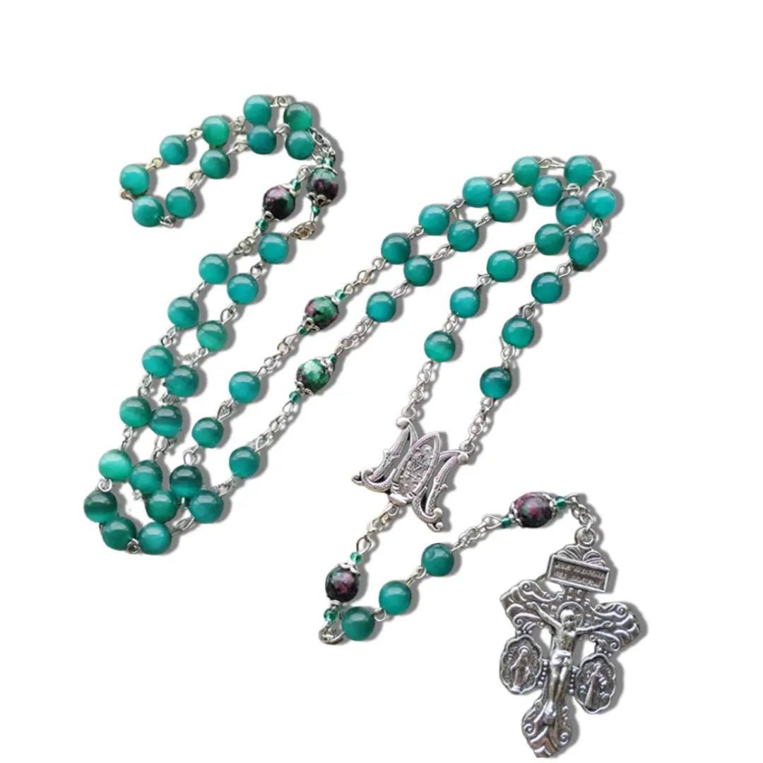 terço de nossa senhora das graças, terço de pedras naturais, terço do perdão, terço verde