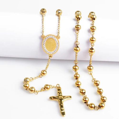 terço feminino, colar terço feminino, terço dourado, terço de nossa senhora de guadalupe