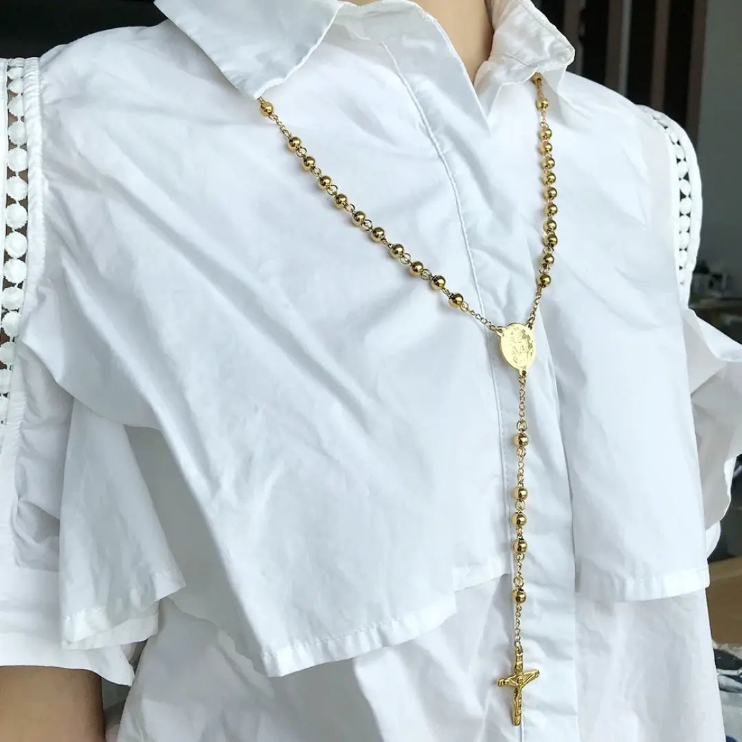 Terço de Nossa Senhora de Guadalupe Banhado a Ouro Modelo Elegance
