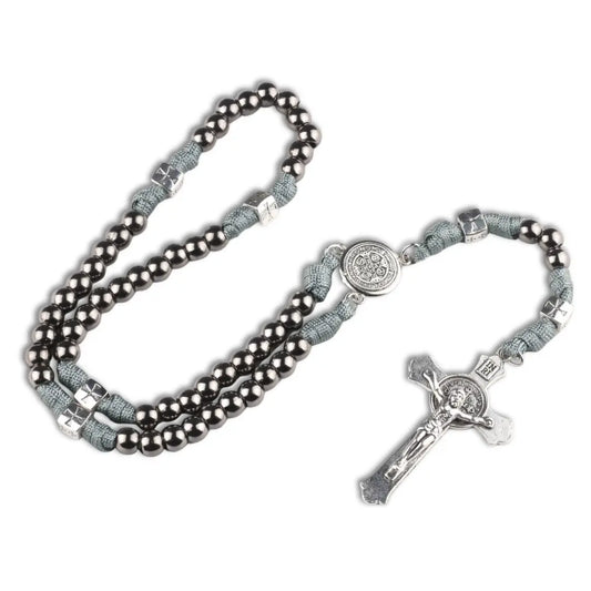 terço  de são bento masculino prata