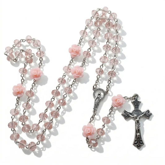 Terço Feminino de Nossa Senhora de Lourdes Modelo Massabielle Rosa
