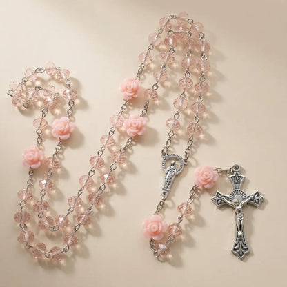 Terço Feminino de Nossa Senhora de Lourdes Modelo Massabielle Rosa