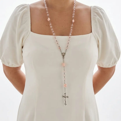 Terço Feminino de Nossa Senhora de Lourdes Modelo Massabielle Rosa