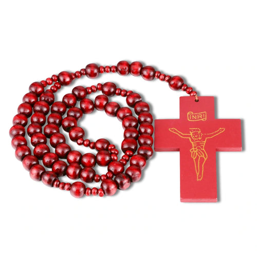 terço grande, terço de madeira