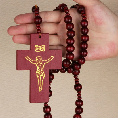 terço grande, terço de madeira