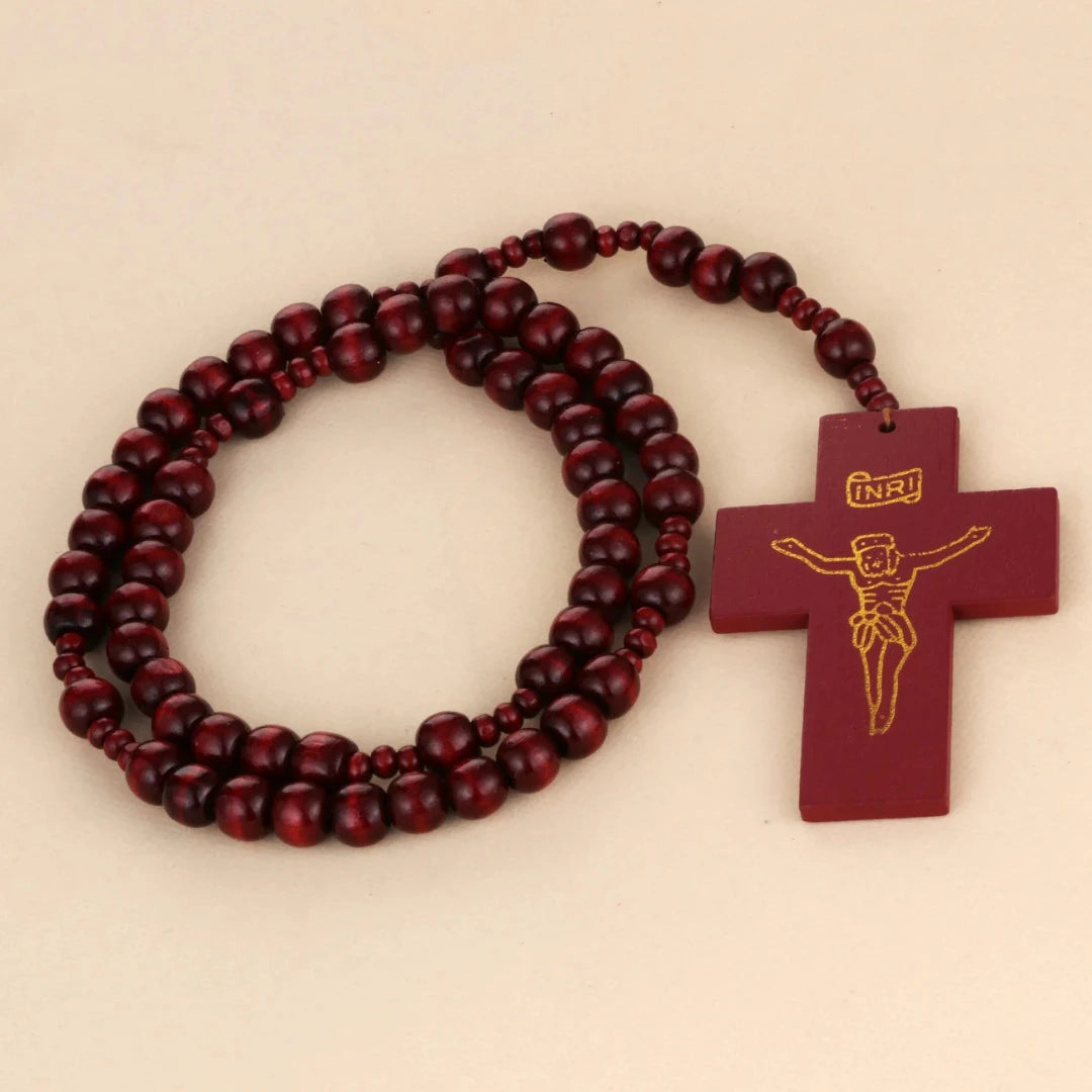 terço grande, terço de madeira