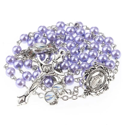 Terço Nossa Senhora das Graças com Porta Terço Modelo Custodia Gratiae Lilás