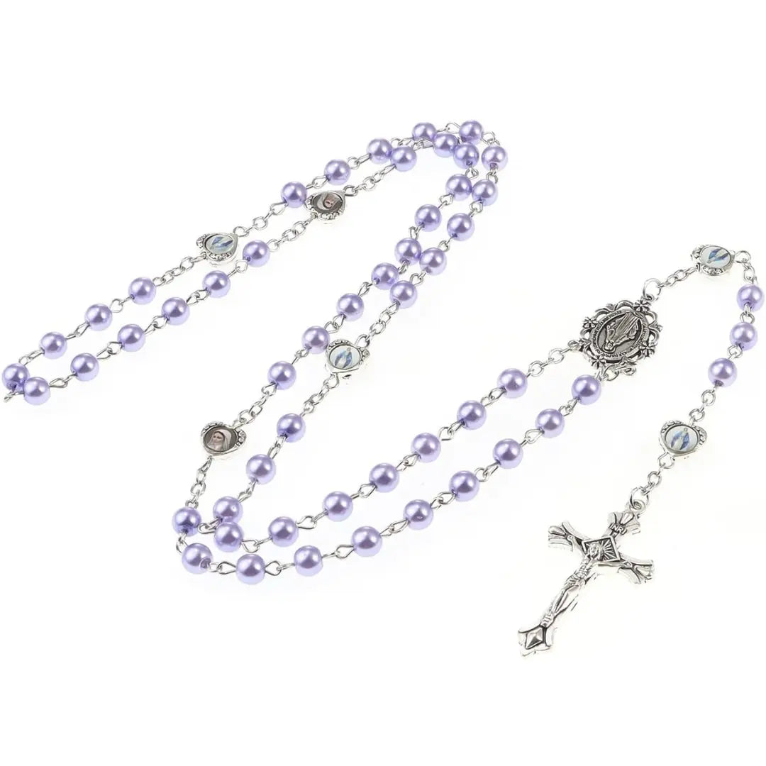 Terço Nossa Senhora das Graças com Porta Terço Modelo Custodia Gratiae Lilás