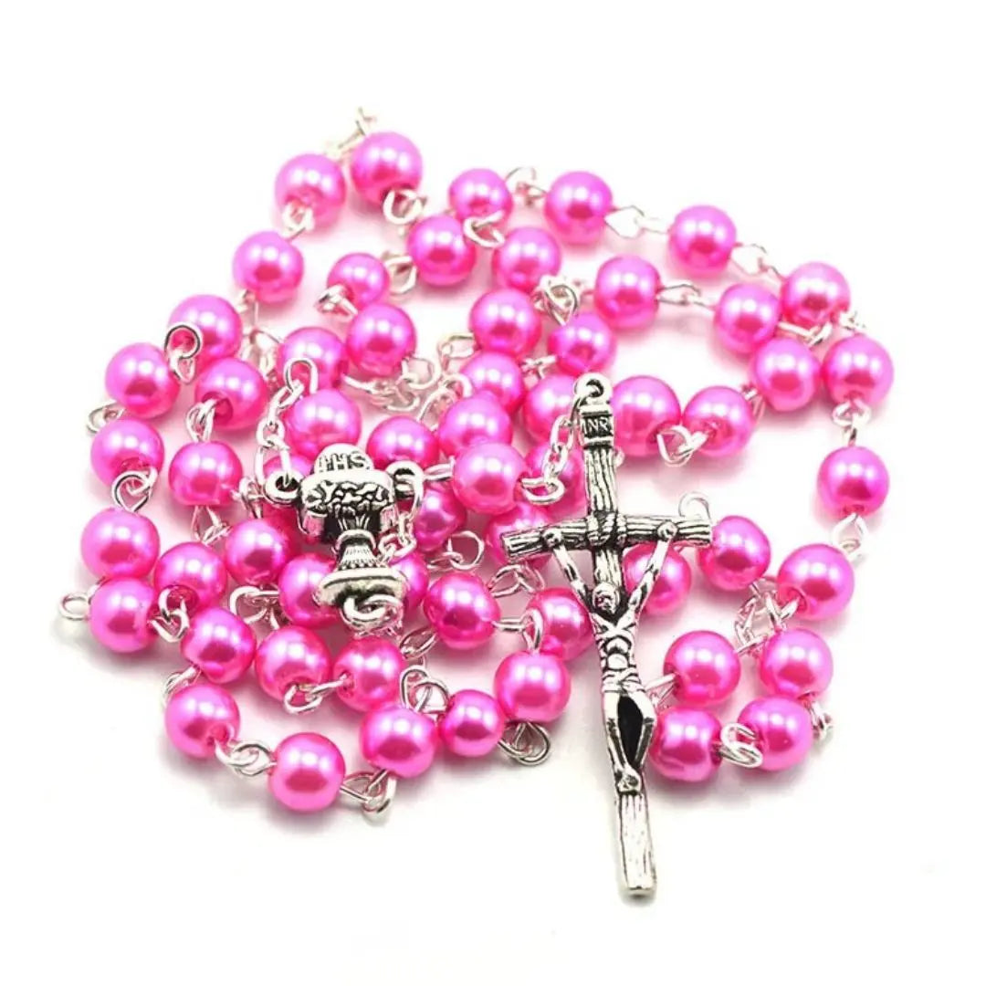 terço rosa, terço feminino, terço da eucaristia