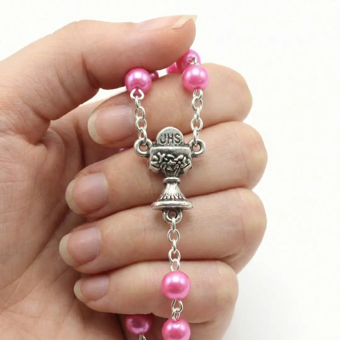 terço rosa, terço feminino, terço da eucaristia