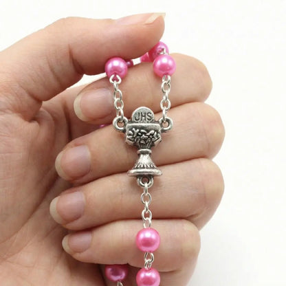 terço rosa, terço feminino, terço da eucaristia